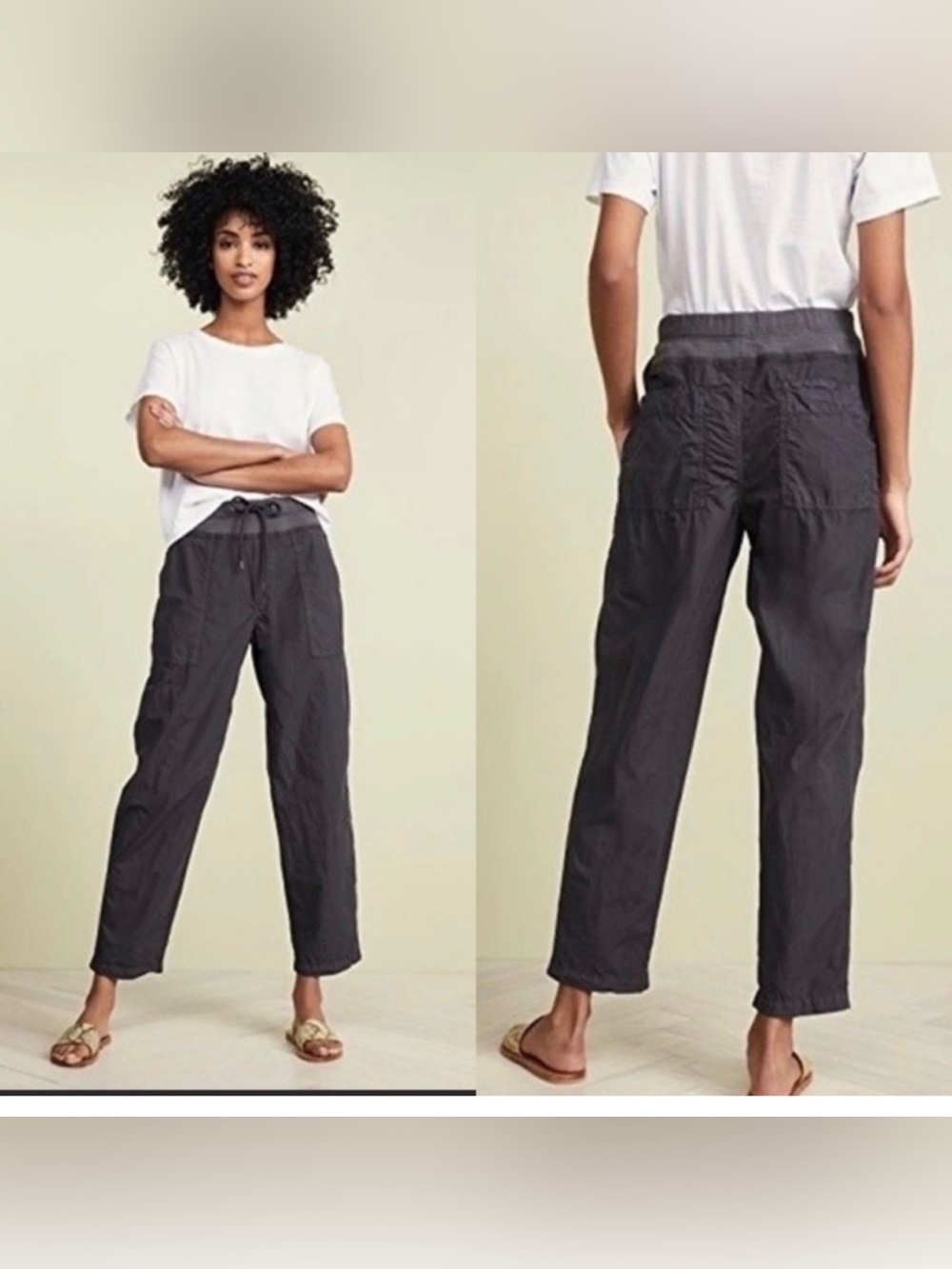 James Perse Gray XS Pull On Clean Cargo Pants Button Fly Earth Pockets in EUC